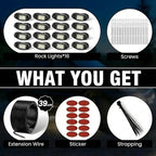 YONEDA 16 Pods White Rock Lights 6000K Pure White LED Underglow Lights IP68 Waterproof for Trucks SUV UTV ATV RZR Car Boats Motorcycle with 39.37ft Extension Wire