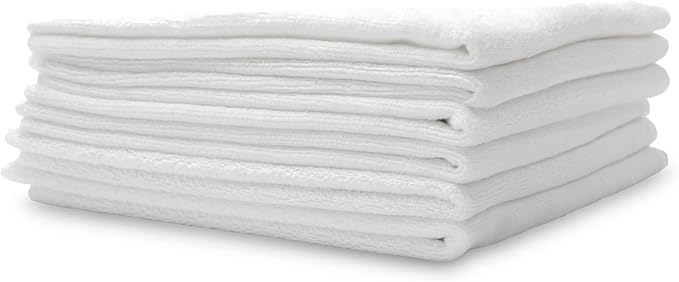 PROJE' Premium Car Care - Polishing Towel - Tagless 400 GSM Microfiber Towel - Scratch-Free & Lint Free - Finishing, Buffing, Drying Microfiber Cloth - 16in x 16in - Pack of 6 - White