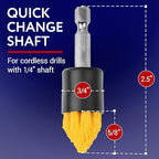 Impresa Drill Brush Attachment Set - Pack of 10, 5 Tapered & 5 Flat, 6 in Extender - Rotary Grout Cleaning Brushes - Crevice Reach with Drill Extender Attachment - Home & Auto Detailing Scrub Heads