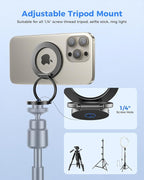 SUPERONE Dual Magnetic Phone Ring Holder, 1/4" Screw Tripod Mount Adapter, Magsafe Holder with Screw Hole Attach iPhone to Iron Object, MagSafe Phone Stand for iPhone 16 15 14 13 12 MagSafe Case