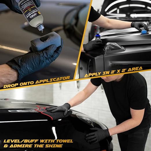 Apex 7 Year Graphene Ceramic Coating 10H with 2 Applicators 60mL - Durable Paint Protection Up to 7 Years - Applies Easily - Hydrophobic Graphene Ceramic for Ultra Gloss - Great on Paint/Glass/Wheels