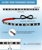 Keiurot Car Led Strip Lights 12" Connectable Ice Blue LEDs Light Strips for Cars Motorcycle Golf Cart Boat Marine Waterproof 12V Led Light Strip, 4Pack