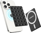 amBand Magnetic Sticky Phone Suction Grip for MagSafe, Removable for Wireless Charging, Durable Magnet Silicone Portable Mount Stand for iPhone 12 13 14 15 16 17 Series, Hands-Free Video/Selfie, Black