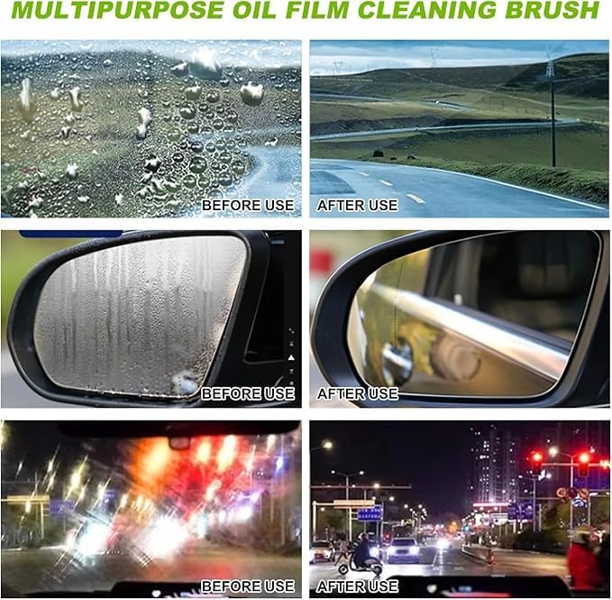 Automotive Oil Film Cleaning Brush, Car Glass Oil Film Cleaner Brush, Repellent Film for car Windows, Improves Clarity and Visibility,Universal Clear Windshield Cleaner Wipe Board (2 Pcs)