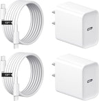 iPhone 17 16 15 Charger Fast Charging 2+2Pack 20W USB C Wall Charger with 10FT Fast Charging Cable Compatible with iPhone 17/17 Air/17 Pro/17 Pro Max/iPhone 16/15 Series, iPad Pro/AirPods
