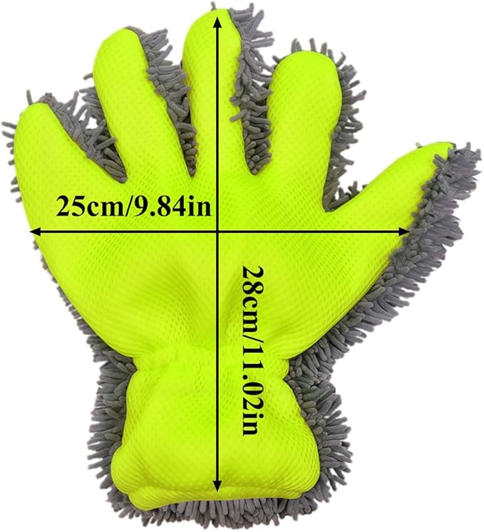 Microfiber Wash Mitt, 2-Pack Car Wash Gloves with 5-Finger Design, Scratch Free Chenille Wash Mitts for Car Washing, Ultra-Soft Detailing Kit for Wheel Tight Spot