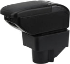 AULPHIKE Compatible with Ford Fiesta Armrest 3 2011-2018 Car Center Console Organizer Armrests Double Layer Storage with USB Ports（Black Style）