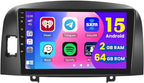 2+64GB Android Car Stereo for Hyundai Sonata 2004-2008 Wireless Carplay Android Auto, 9 Inch Touchscreen Car Radio GPS Navi WiFi Bluetooth Backup Camera FM RDS Radio EQ SWC