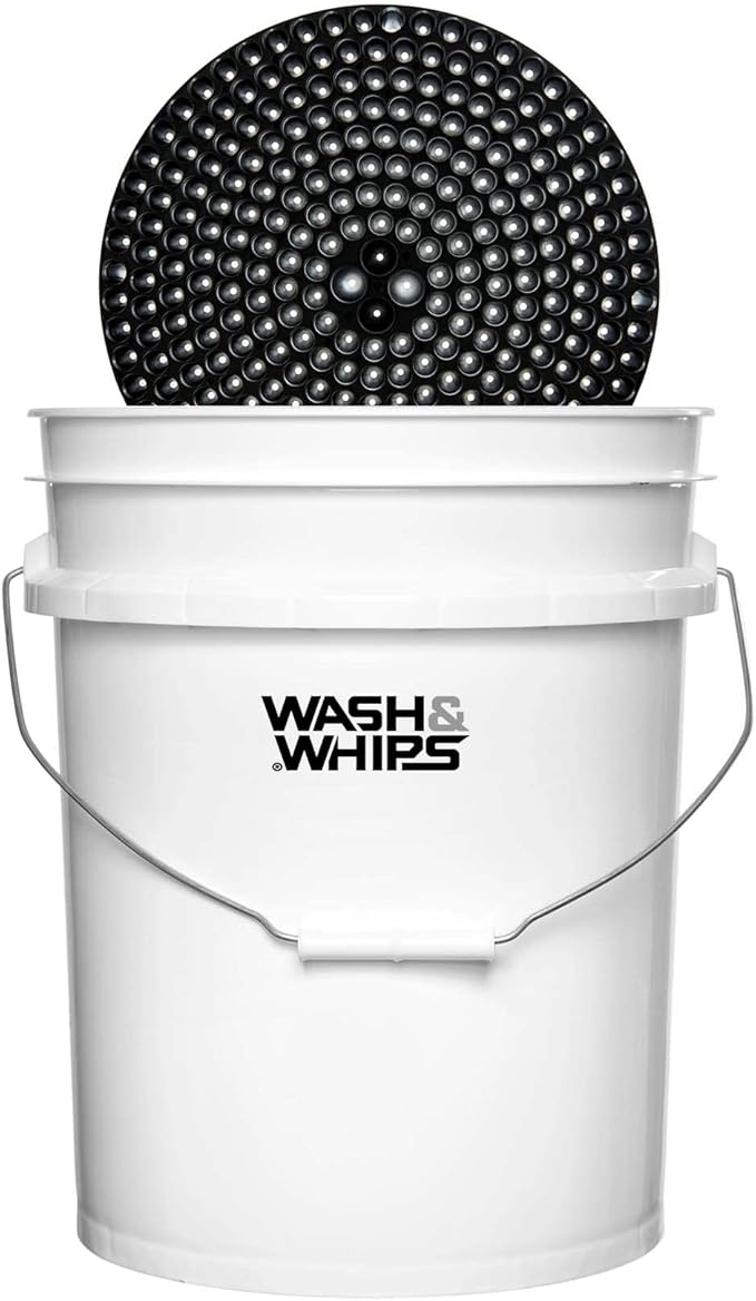 WASH&WHIPS Chenille Premium Scratch-Free Microfiber Lint-Free Blue Wash Mitt 8" x 10"in & Black Pitstop Particle Interceptor - Regular Size, 8" x 10"in