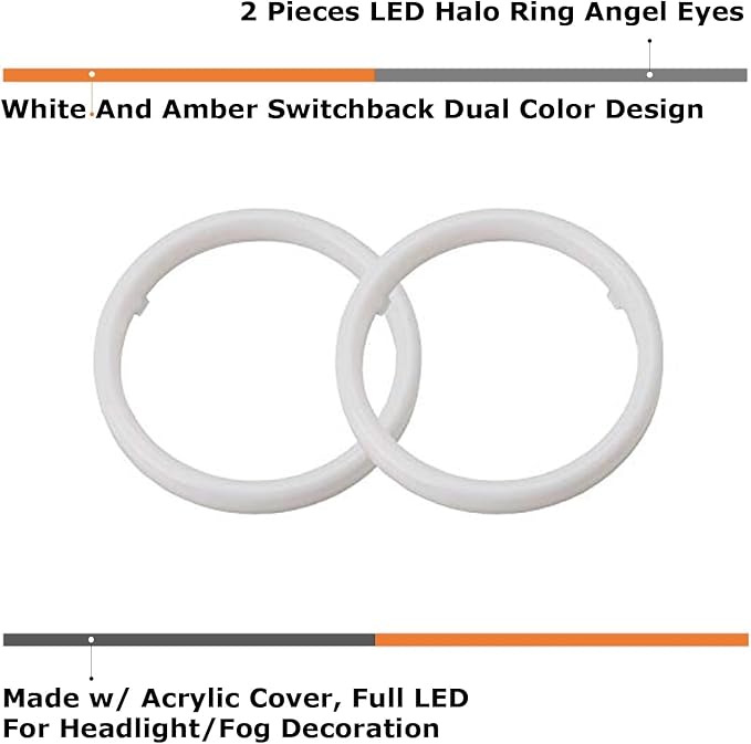 iJDMTOY 90mm White/Amber Switchback LED Halo Ring Retrofit Lighting Kit