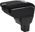 AULPHIKE Compatible with Nissan Versa Armrest 2020-2024 Car Center Console Organizer Armrests Double Door Storage with USB Ports（Black Style）