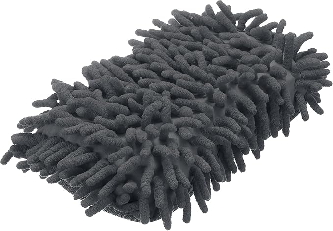 HARFINGTON Car Wash Sponge 8.7" x 4.3" Chenille Microfiber Mitt Scratch-Free Absorbent Scour Scrubber Cleaning Sponge for Washing Detailing on Cars, Trucks, SUV, Boats, RVs, Gray