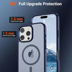 SUPFINE Magnetic for iPhone 16 Pro Max Case (Compatible with MagSafe) (Military Grade Drop Protection) Translucent Matte with Anti-Fingerprint Phone Case,Navy Blue