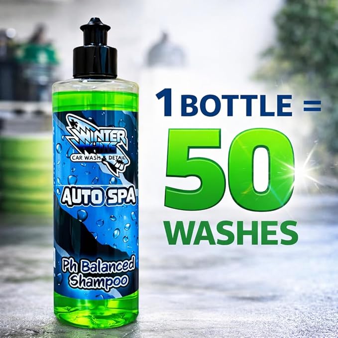 Winter White Auto Spa Premium pH Balanced Car Wash Shampoo – High Foam Auto Detailing Soap for Foam Cannon or Hand Wash – Safe for Wax, Sealants & Ceramic Coatings