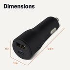 Amazon Basics Fast-Charging Car Charger, Dual-Port, 1 USB-C + 1 USB-A, 32W, Multi-Device Compatibility, Safety Features, Black
