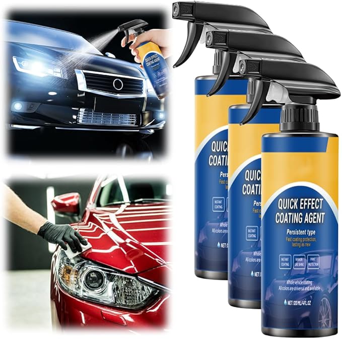 Car Quick-Acting Coating Agent Spray, 120ml Car Nano Hydrophobic Ceramic Coating Kit, Easy-To-Spray Auto Paint Protection For Vehicle Shine & Protection (3PCS)