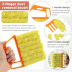 5Pcs Window Blind Cleaning Set, Washable 7 Fingers Duster Brush Dusting Cleaner Tool, Blinds Air Conditioner Keyboard Fan Duster Dirt Housekeeping Tool(Yellow,Size:6.3inch)