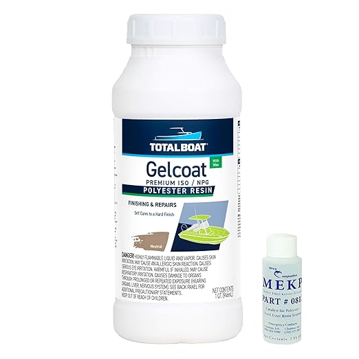 TotalBoat Marine Gelcoat for Boat Building, Repair and Composite Coatings (Neutral, Quart with Wax)
