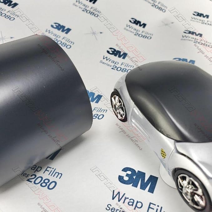 3M Car Wrap Roll 2080 Satin Black | S12 | (5ft x 5ft (25 Sq/ft)) | Automotive Vinyl Wrap for Cars - Car Interior Wrap & Exterior | w/Free Instawraps Pro Glove