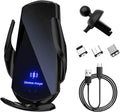 Sun Walker Wireless Car Charger Mount, Electric Induction 15W Fast Charging Bracket Air Vent Phone Holder, Auto-Clamping Wireless Charger Vent Mount Compatible with Most Smartphones (Black)