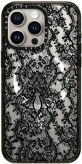 CASETiFY Impact Case for iPhone 15 Pro Max [8.2ft 4X Military Grade Drop Protection/Compatible with Magsafe] - Lace Pattern - Clear Black