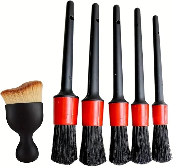 Car Wash Care Detailing Brush Set For Cleaning Wheels Dashboards Vents And More Car Cleaning Brushes Car Accessories(Gloss black)