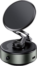 Trusmi Electric Vacuum Magnetic Car Windshield Phone Mount, 4300 Gauss, Type-C Powered, for Glass & Smooth Flat Surfaces Only, 360° Rotation, Hands-Free Holder, Black