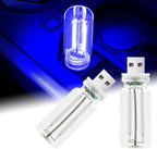 2Pcs Car USB Night Light, Touch Adjustment LED Ambient Lighting Plug in USB Automotive Night Lamps, Mini LED Bulb for Car, Camping, Holiday, Decoration, Bedroom, Party(Blue)