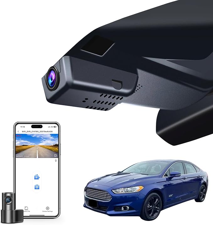 Mangoal Front 4K & Rear 1080p Dash Cam fit for Ford Fusion 2013-2020 Gen2, S SE SEL Titanium Accessories, UHD 2160P Video, WiFi & App, G-Sensor, Loop Recording, Easy to Install, 128GB Card