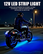 Keiurot 12V Led Light Strip 32CM Waterproof Light Strips for Cars Motorcycles Golf Cart Interior & Exterior Marine Boat Blue Led Strip 12V 5050 18SMD,Pack of 4