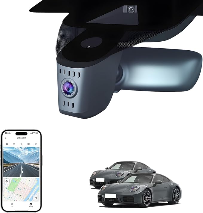 4K Dash Cam for 2025 Porsche 911 Carrera GTS 4 GTS T S GT3 Touring RS Turbo S (992.5),OEM-Look, UHD 2160P Video,WiFi & APP,Loop Recording,G-Sensor, Easy Install,64GB Card