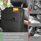 Zpana Car Seat Back Organizer, Leather Multipurpose Hanging Vehicle Backseat Headrest Storage Bag, Automotive Pouch Pocket Organizer for Kids & Adults, Universal for Truck SUV Sedan (Black)