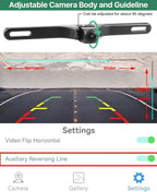 WiFi Car Backup Camera, GreenYi 5G 720P HD Car License Plate Rear/Front View Reverse Camera for iPhone iPad Android Smart Phones Tablets Which Support Double Band WiFi
