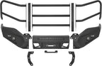 Hooke Road 16-18 Sierra Front Bumper Grille Brush Guard Push Bull Bar for 2016-2018 GMC Sierra 1500, Off-road Heavy Duty Steel Bumper with Winch Plate, D-ring Mounts & LED Lights