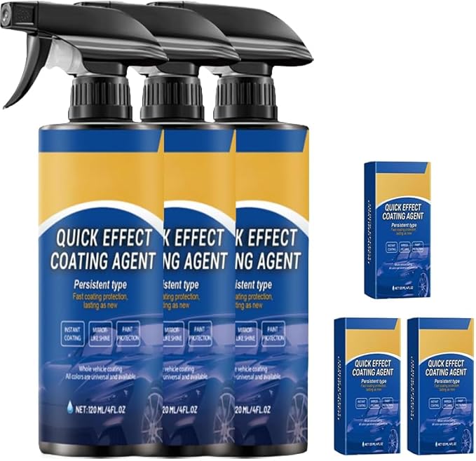 2025 New Car Coating Spray: Quick Effect Coating Agent, All-in-One Waterless Wash & Scratch Wax Polish. Effortlessly Removes Oil Film, Long-Lasting Gloss and Hydrophobic Protection, 250ml 3PCs