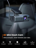 galphi 4K Dash Cam Front, Built-in 5G WiFi, 64GB Card Included, Dash Camera for Cars, Mini Dashcam with Super Night Vision, Loop Recording, G-Sensor, 24 Hours Parking Monitor, Support 256GB Max