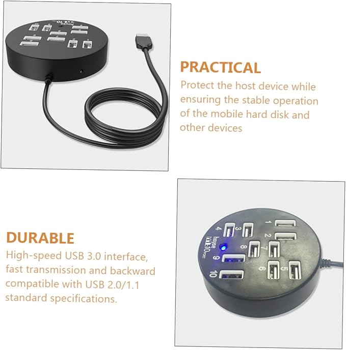 USB Hub Ports Expander High-Speed USB Data Dock Station Efficient Multi-Port for Laptops and Desktops