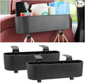 BELOMI 2PCS Car Headrest Backseat Organizer with Cup Holder, Seat Back Hanging Storage Box with Hooks, Multi-Functional Drink Pocket Food Snack Phone Tray for Kids, Car Travel Accessories（Black/2PCS）