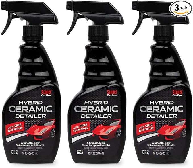 Stoner Car Care 92303-3PK Hybrid Ceramic Detailer – SiO₂ Technology for a Smooth Silky Shine, Enhances and Protects Exterior Paint up to 6 Months, Hydrophobic Gloss Finish – 16 fl oz (Pack of 3)