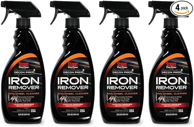 Stoner Car Care 92104-4PK Iron Remover & Wheel Cleaner – Odorless Iron Fallout & Brake Dust Remover for Paint, Wheels & Glass – pH Balanced Rust Decontaminant – Color Indicator – 22 fl oz (Pack of 4)