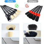 MVEQRRN Boars Hair Ultra Soft Detailing Brushes Set, 4 Pcs Premium Natural Boars Bristles, 1 Pcs Duster Detail Brush for Cleaning Car Interior Dashboard Leather Seat