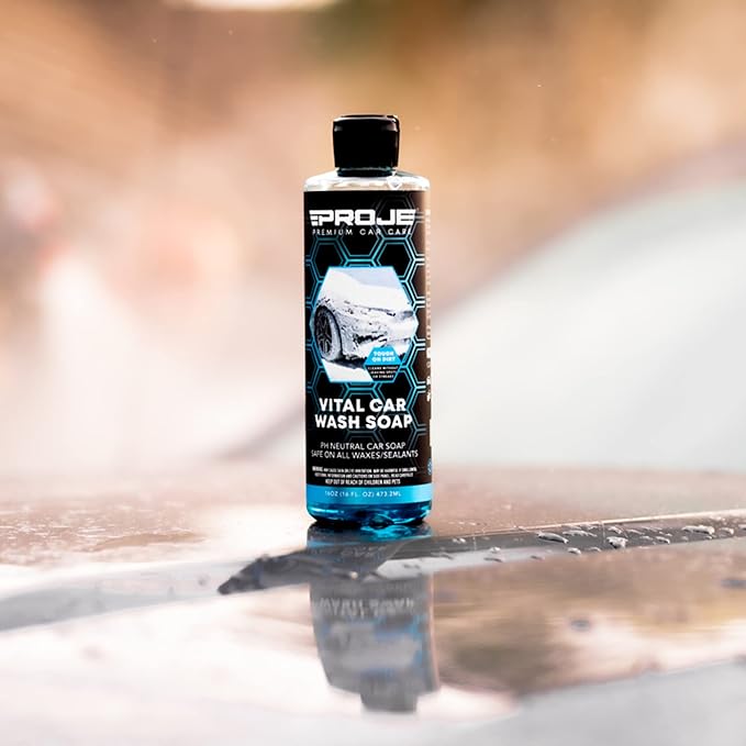 PROJE' Vital Car Wash Soap - PH Balanced Formula Gloss Enhancing Shine - Ultimate Cleaning Power For Foam Cannon & Bucket Washes - Professional Detailing Soap - 16 Fl Oz