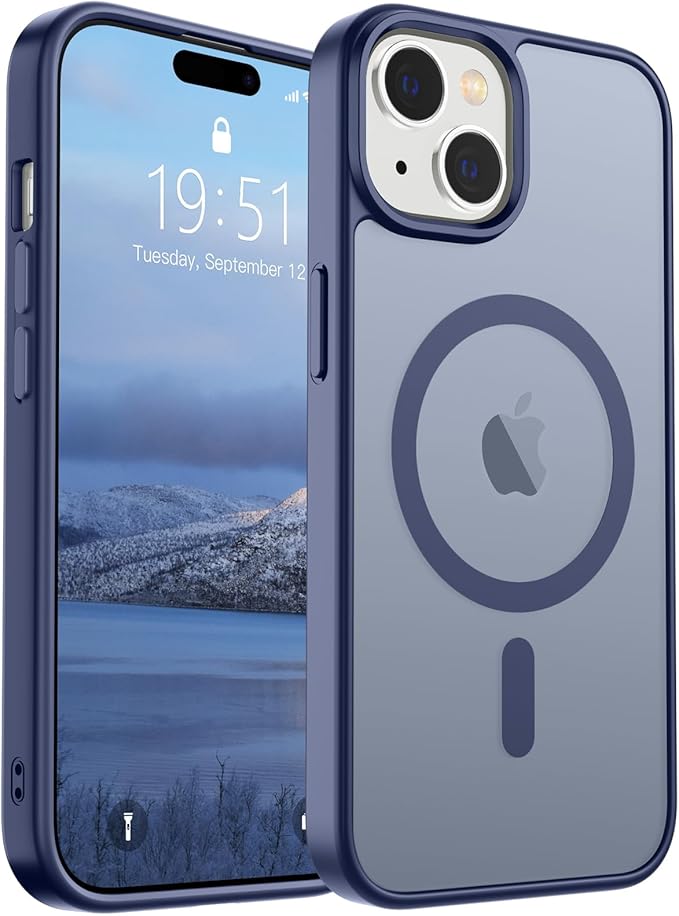 SUPFINE Magnetic for iPhone 15 Case (Compatible with MagSafe) (Military Grade Drop Protection) Slim Translucent Matte Shockproof with Anti-Fingerprint Phone Case, Lavender Gray
