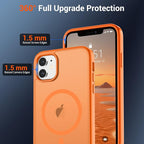 SUPFINE Magnetic for iPhone 12 Case/iPhone 12 Pro Case with Screen Protector (Compatible with MagSafe)(Military Grade Drop Protection) Translucent Matte Shockproof Phone Cover,Starry Orange