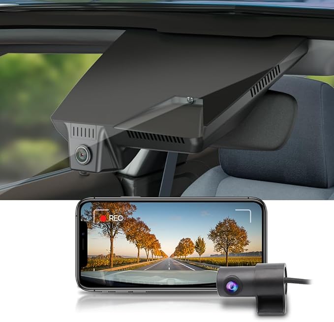 Fitcamx Front 4K+Rear 1080P Dash Cam Adapts for Hyundai Ioniq 5 2025-2026 (7 Vents/HD2-Ni000) & 2025 Ioniq 5 N, OEM Look, Dual HD Video, WiFi & APP, Loop Recording, G-Sensor, Easy to Set, 128GB Card