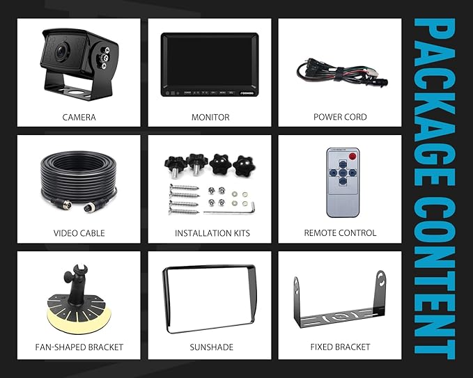 Fookoo Ⅱ HD Backup Camera System Kit, 9" 1080P Reversing Monitor+IP69 Waterproof Rear View Camera, Sharp CCD Chip, 100% Not Wash Up, Truck/Semi Trailer/Box Truck/RV (DY901-Wired)