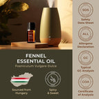 100% Pure Fennel Essential Oil - 0.34 Fl Oz - Fennel Oil for Hair, Skin, Diffuser, Aromatherapy & DIY Candle Making Scent