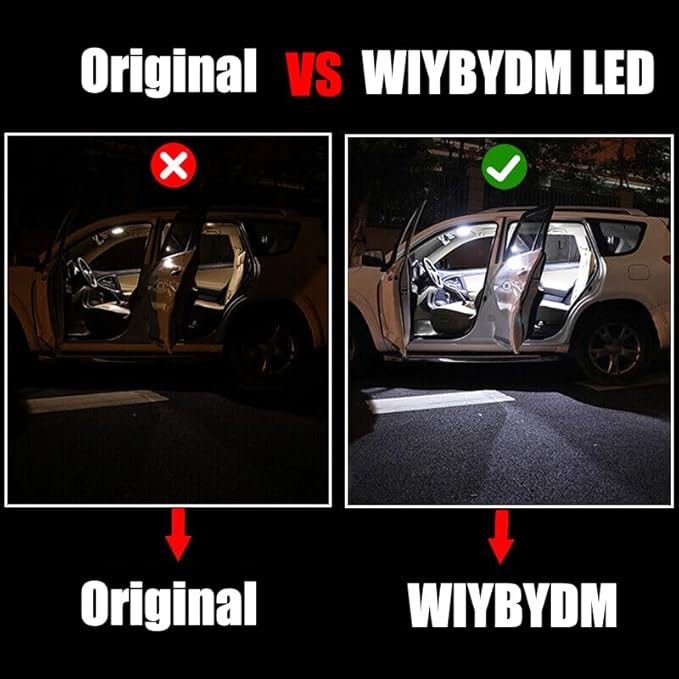 White Interior LED Lights Bulb Kit for Hyundai Santa Fe 2021 2022 2023 Vanity Mirror Glove Box Trunk Cargo License Plate Lights LED Interior Lighting Bulbs + Install Tool Guide