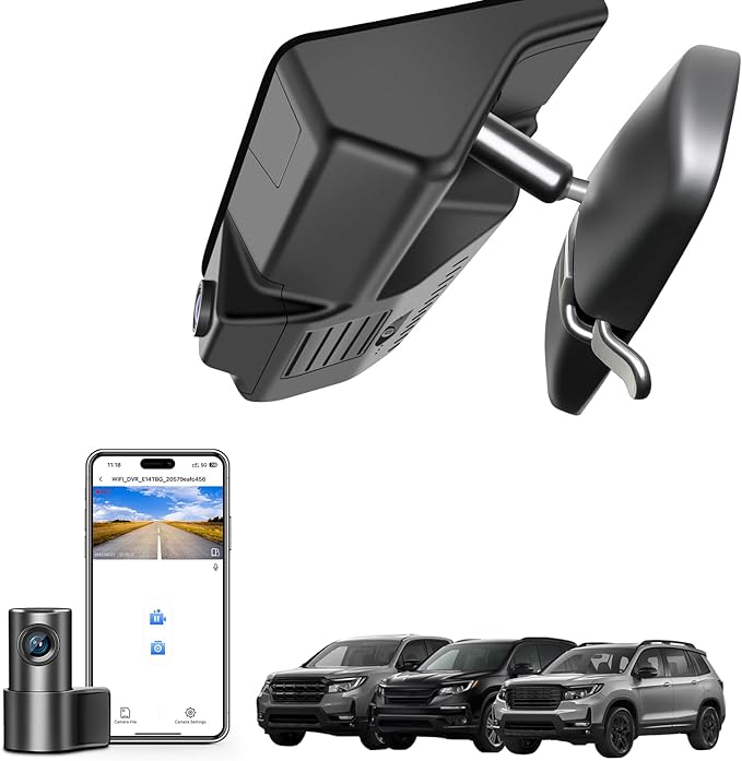 Mangoal Front 4K & Rear 1080p Dash Cam for Honda Pilot 2016-2022 Gen 3 YF5/6, Passport 2019-2025 Gen3 YF7/8, Ridgeline 2017-2026 Gen2 YK2/3(Model A), OEM Look, UHD 2160P Video, WiFi & App, GPS, 128GB