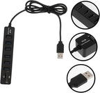 Angoily 6-Port USB Hub Card Reader Multi-Port USB Splitter for Laptops and Desktops 1m Extension Cable Compact and Portable Design